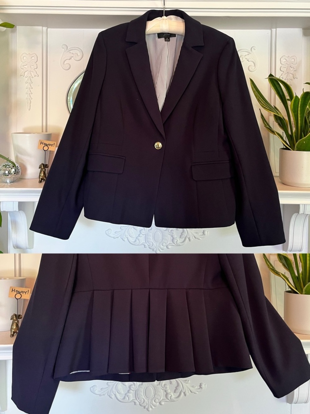 J. Crew Navy Pleated Back Mayfair Blazer - Size 12